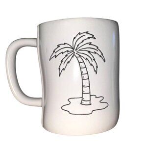 Rae Dunn Artisan Collection Miami Mug With Palm Tree Design White Exterior